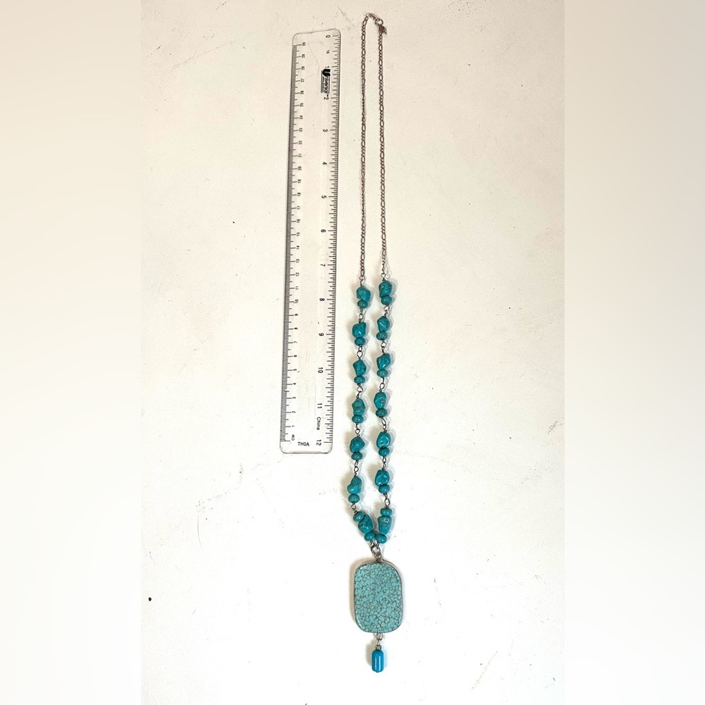 Vintage Turquoise & Silver Statement Necklace - Picture 7 of 7
